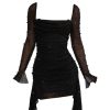 Dresses sthcute | Beadsu00A0Embellished Square Neckline Asymmetric Hem Mini Dress Black