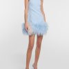 Winter Formal sthcute | Feather-Trimmedu00A0Bandeauu00A0Neck A-Lineu00A0Mini Dress