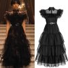 Dresses sthcute | Wednesday Addams Gothic Outfits Ruffle Little Dress Black