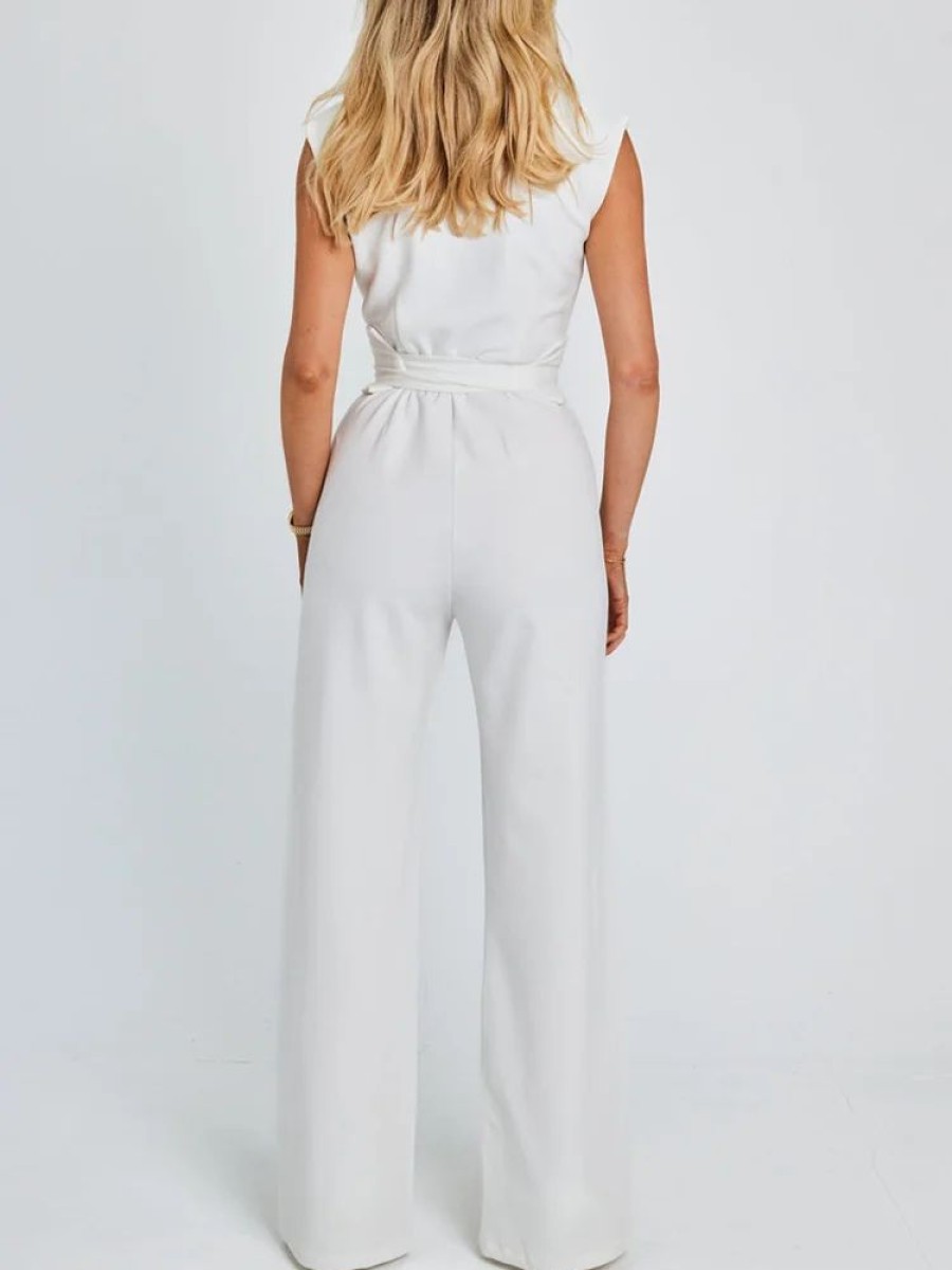 Jumpsuit sthcute | Cinched Waist Tie Detail Sleeveless Jumpsuit