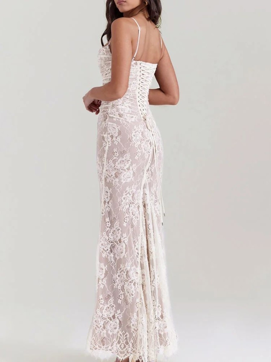 Occasion sthcute | Vintage Lace Ruched Elegant Maxi Dress With Shawl