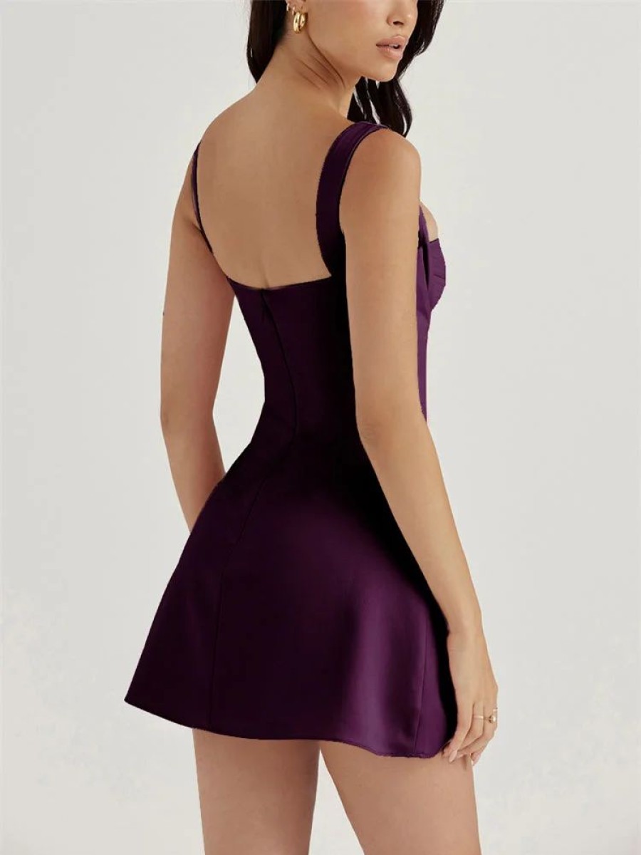 Dresses sthcute | Backless Charmaine Romantic Squareu00A0Neck A-Line Mini Dress