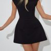 Occasion sthcute | Classic Mock Neck Cap Sleeve A-Line Mini Dress