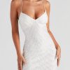 Winter Formal sthcute | Sequin Sleeveless V-Necklineu00A0Criss Cross Strapsu00A0Mini Dress White