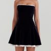 Dresses sthcute | Velvetu00A0Colorblock Trimu00A0A-Line Sleeveless Mini Dress Black