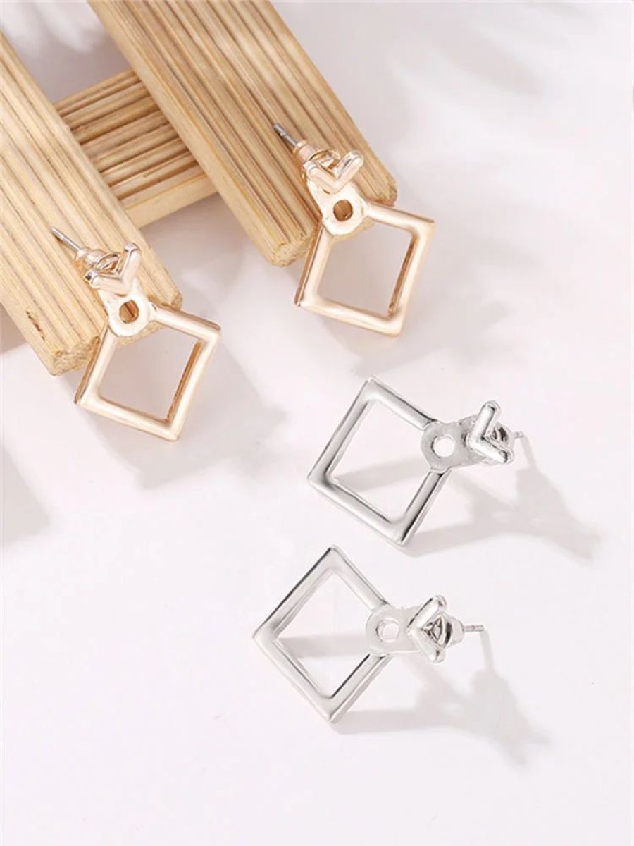 Accessories sthcute | Simple Geometric Cutout Diamond Solid Stud Earrings