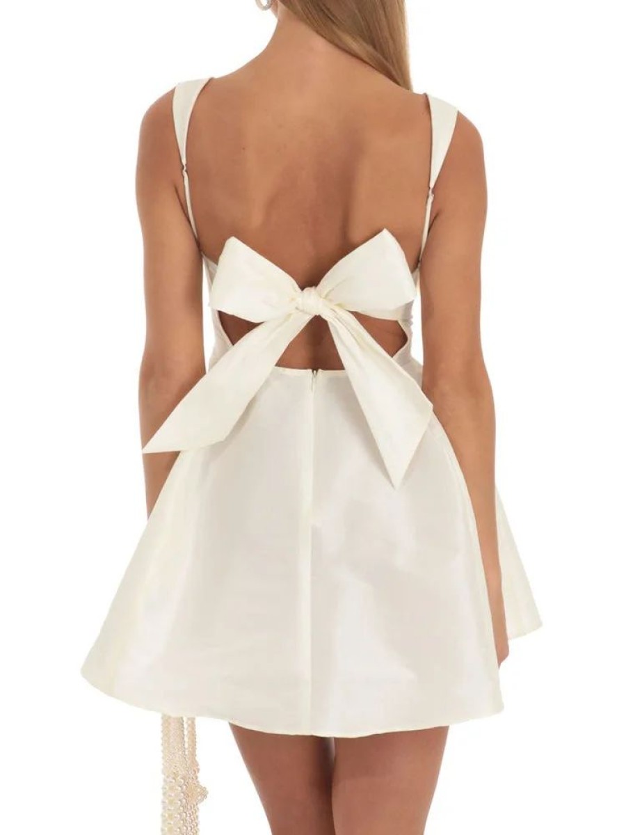 Dresses sthcute | Open Back Strap Ties Mini Flareu00A0Dress White