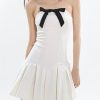 Occasion sthcute | Strapless Bow Embellished Pleated Mini Dress White