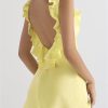 Occasion sthcute | Satin Sleeveless Ruffle Open Back V Neck Mini Dress