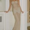 Occasion sthcute | Twist Front Strapless Draped Maxi Dress Beige