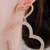 Accessories sthcute | Diamante Crystal Embellishments Heart Hoopu00A0Earrings Silver