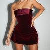 Occasion sthcute | Velvet Fold Over Sleeveless A-Line Strapless Mini Dress