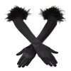 Accessories sthcute | Vintage Satin Opera-Length Feather Gloves