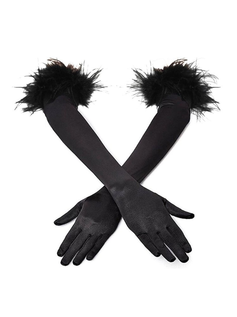 Accessories sthcute | Vintage Satin Opera-Length Feather Gloves