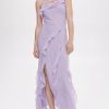 Occasion sthcute | Layered Ruffle Side Slit Backless Maxi Dress Lavender