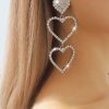 Accessories sthcute | Women Prom Crystal Diamante Layered Heart Earrings