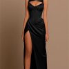 Dresses sthcute | Satin Cut Out Side Slit Corset Evening Gown