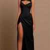 Occasion sthcute | Satin Cut Out Side Slit Corset Evening Gown