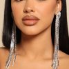 Accessories sthcute | Dangle Drop Sparkling Long Tassel Crystal Earrings Silver