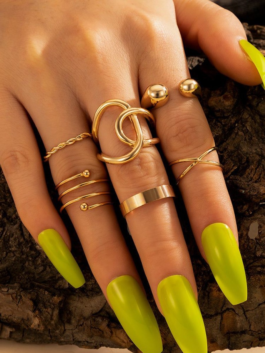 Accessories sthcute | Knuckle Stackable Midi Rings Set For Women Girls Gold