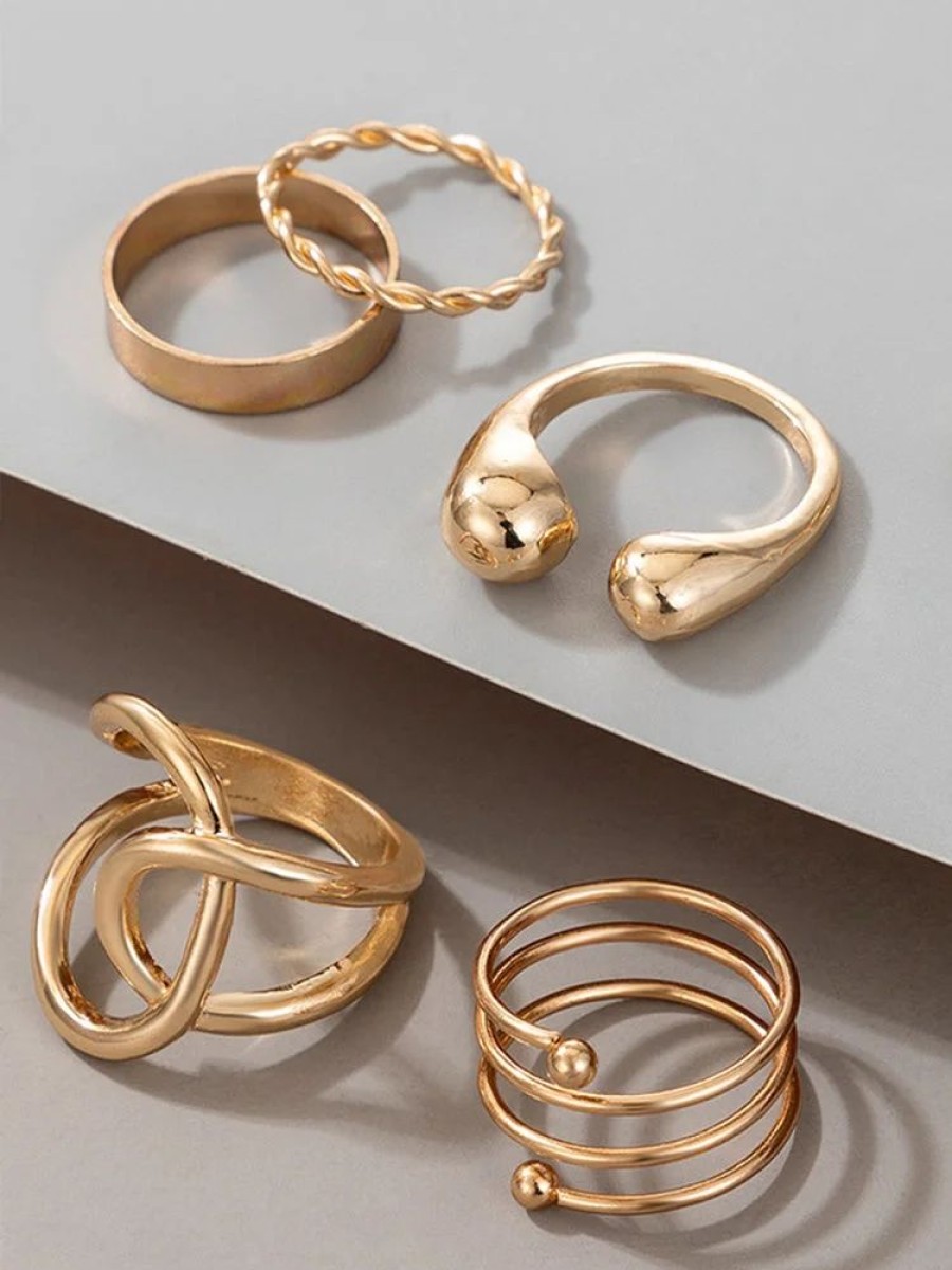 Accessories sthcute | Knuckle Stackable Midi Rings Set For Women Girls Gold