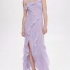 Dresses sthcute | Layered Ruffle Side Slit Backless Maxi Dress Lavender