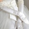 Accessories sthcute | Elegant Satin Opera-Length Women Ruched Gloves