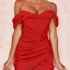 Occasion sthcute | Off Shoulder Satin Ruched Mini Prom Dress