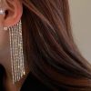 Accessories sthcute | Dangle Longu00A0Fringe Sparkling Crystalu00A0Cuff Earrings