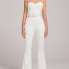 Jumpsuit sthcute | Jacquardu00A0Diamante Strapu00A0Flared Jumpsuit With Belt White