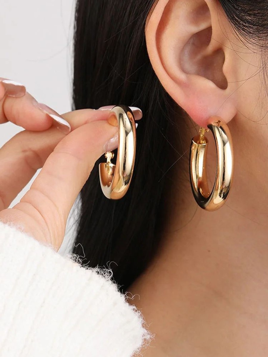 Accessories sthcute | Colored Lightweight Simple Hoop Earrings Gold