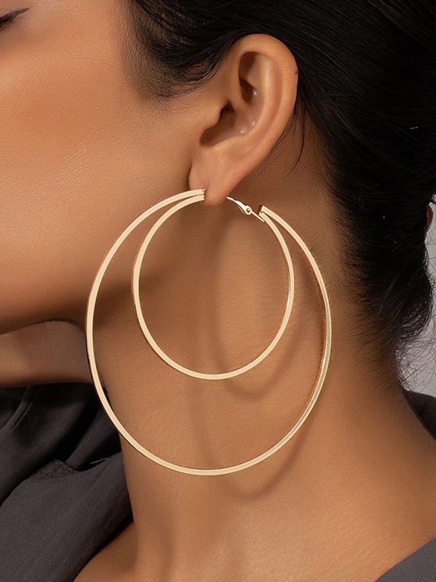 Accessories sthcute | Women Oversized Double Ring Decor Hoopu00A0Earrings