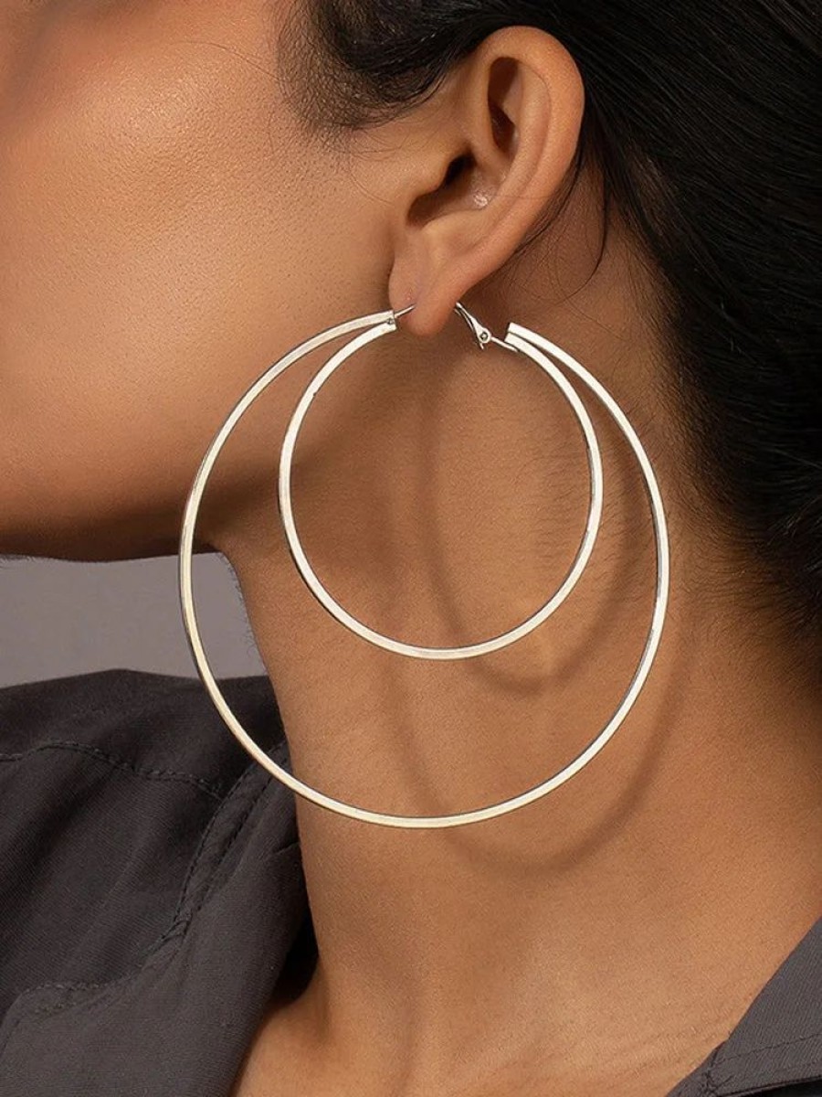 Accessories sthcute | Women Oversized Double Ring Decor Hoopu00A0Earrings