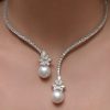 Accessories sthcute | Womenu00A0Rhinestone Simple Flower Pearl Necklace