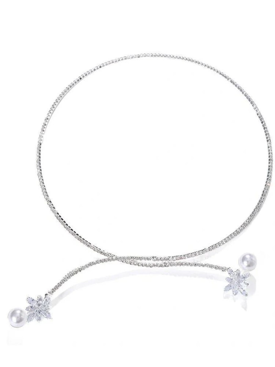 Accessories sthcute | Womenu00A0Rhinestone Simple Flower Pearl Necklace