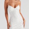 Occasion sthcute | Sequin Sleeveless V-Necklineu00A0Criss Cross Strapsu00A0Mini Dress White