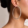 Accessories sthcute | Diamante Crystal Embellishmentsu00A0Hoopu00A0Earrings Silver