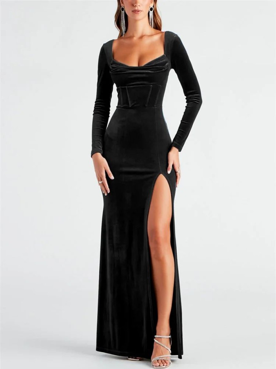 Dresses sthcute | Formal Corset Side Slit Velvet Mermaid Dress